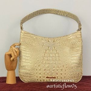 RARE Brahmin Leather Silver Birch Noelle Satchel